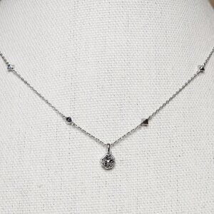 Kendra Scott Nola Short Pendant Necklace Rhodium Finish Platinum Drusy